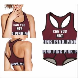 Vs Pink Logo Sports Bra & Panty Set